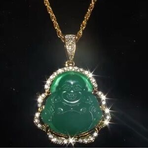 Beautiful Green Buddha Pendant Necklace - Won’t tarnish. New. Unisex